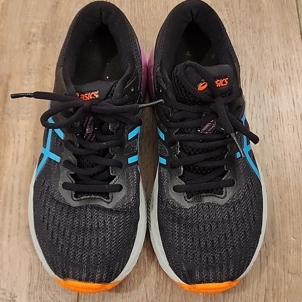 Asics Flytefoam Running Shoe Womens 7.5 Black Teal Training Trail Sneaker Hiking